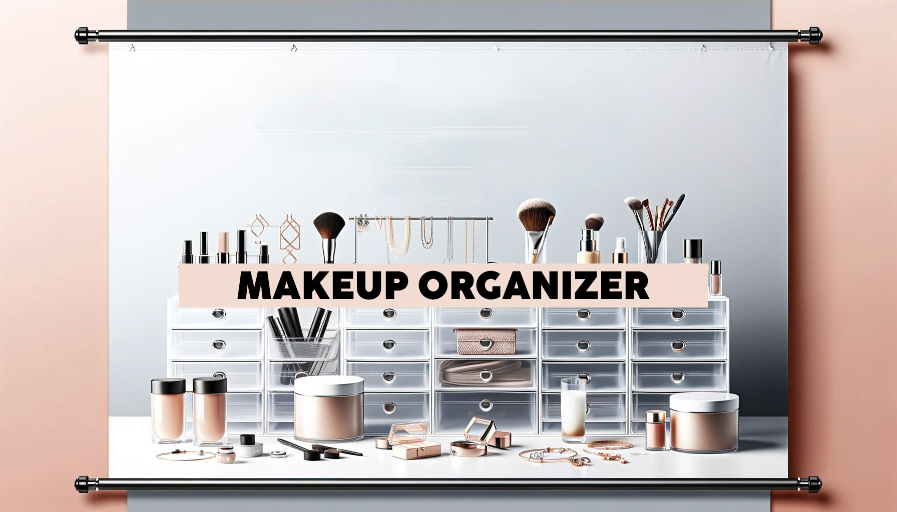 Makeup Brush Storage Rack - Silicone - No-Drill Wall Mount Design