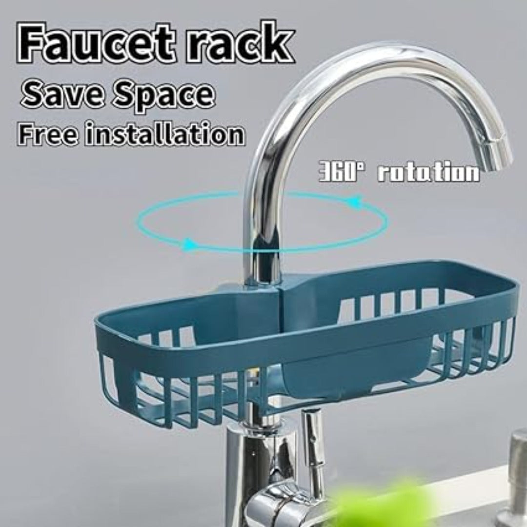 Adjustable Sink Faucet Sponge Holder – Space-Saving Kitchen Organizer - 0