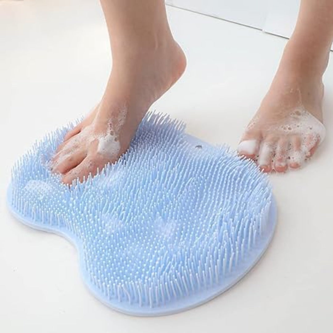 Wall-Mounted Back and Foot Scrubber - Silicone Bath Massage Cushion with Suction Cups for Exfoliation | Spring Street