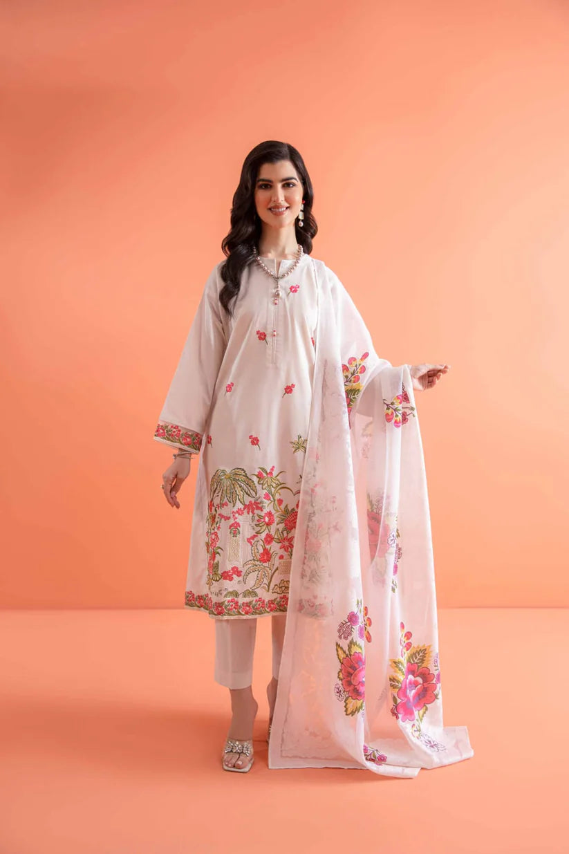 Nishat 3 Piece - Printed Embellished Suit - 42301626