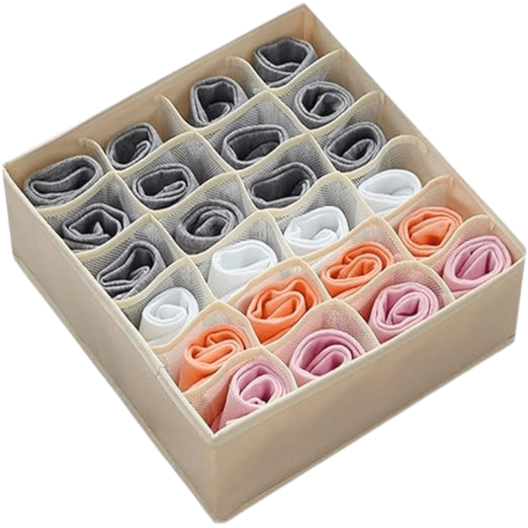 Beige Foldable Box Compact, Washable Organizer for Underwear and Socks | Springs Street