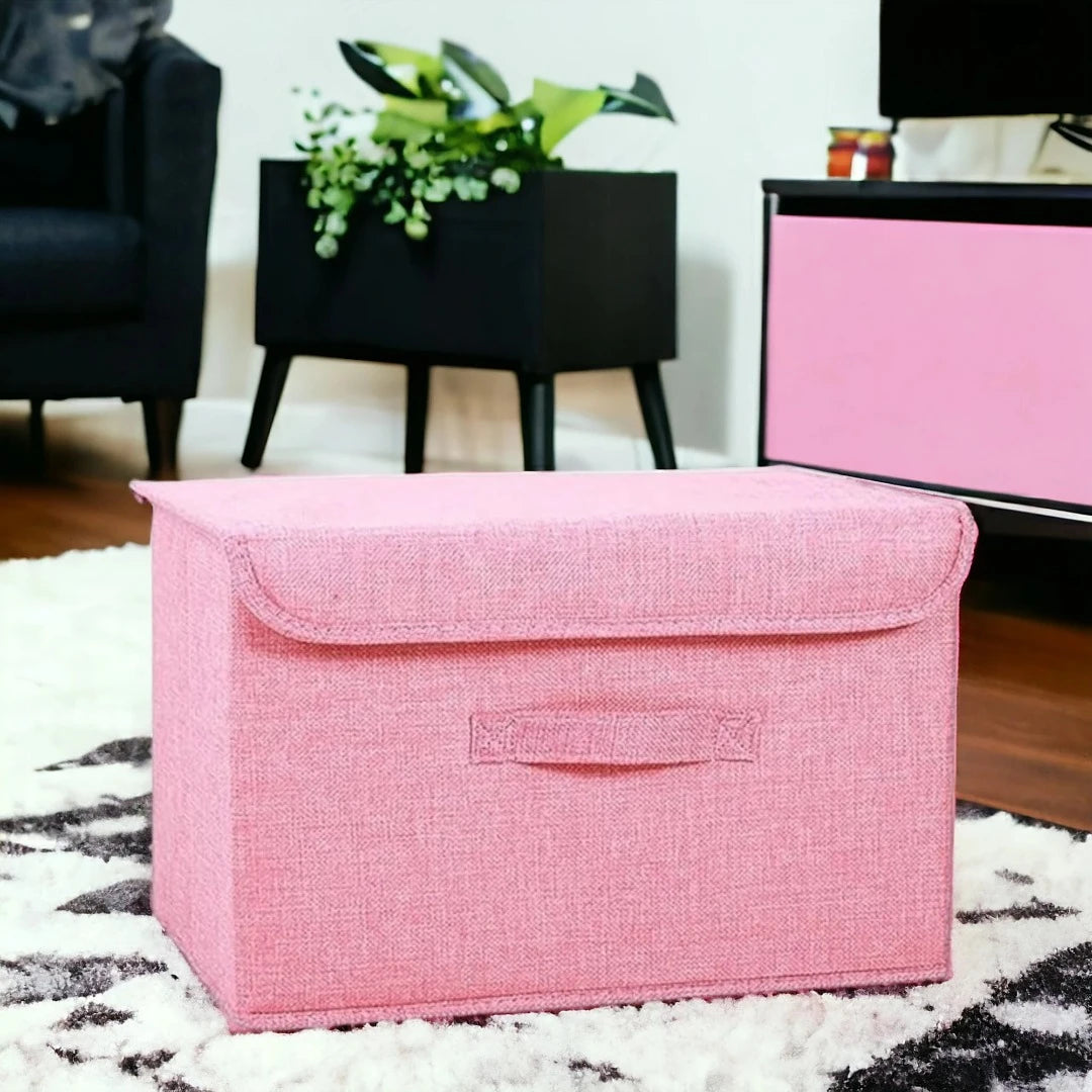 Spacious Pink Fabric Wardrobe Box Covered, Foldable & Washable for Clothing Storage | Springs Street