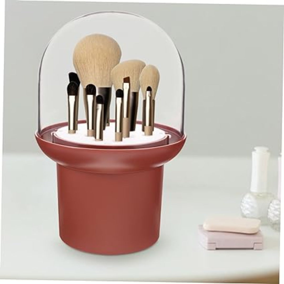 Chic Cosmetic Brush Storage Organizer - Dustproof Makeup Brush Holder with Clear Cover | Springs Street