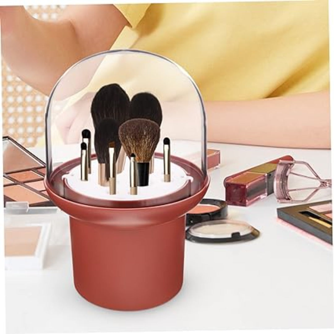 Chic Cosmetic Brush Storage Organizer - Dustproof Makeup Brush Holder with Clear Cover | Springs Street