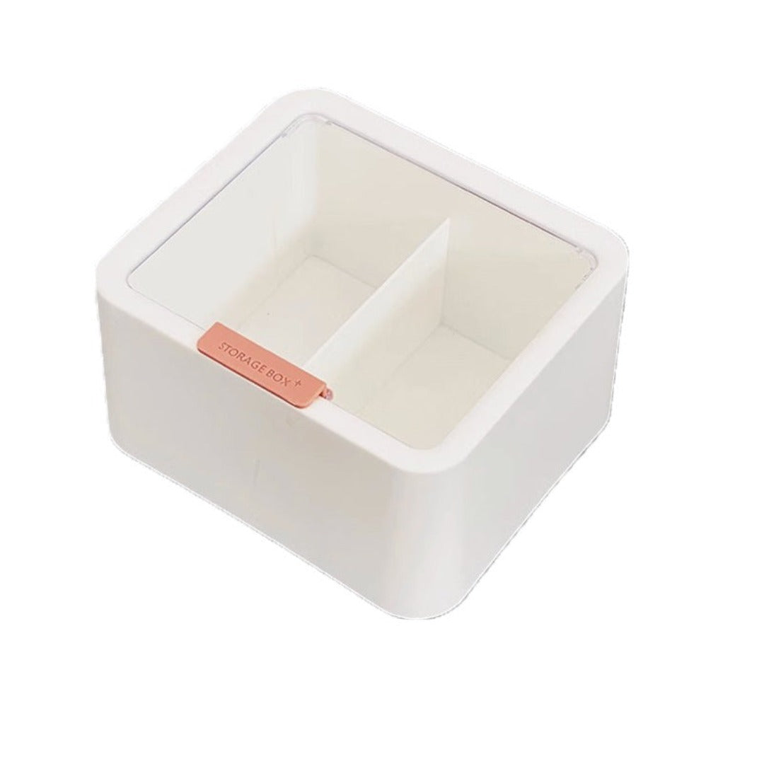 Compact White Qtip Dispenser with Lid - Dual-Slot Bathroom Organizer for Cotton Swabs & Dental Essentials | Springs Street