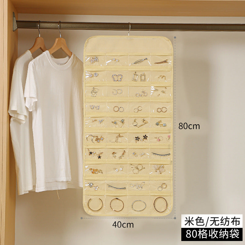 Buy beige Pocket Double-Sided Hanging Jewelry Organizer for Cross-Border