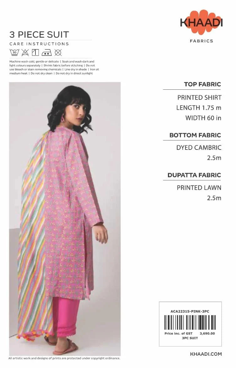 KHAADI 3PC LAWN | PRINTED: 03