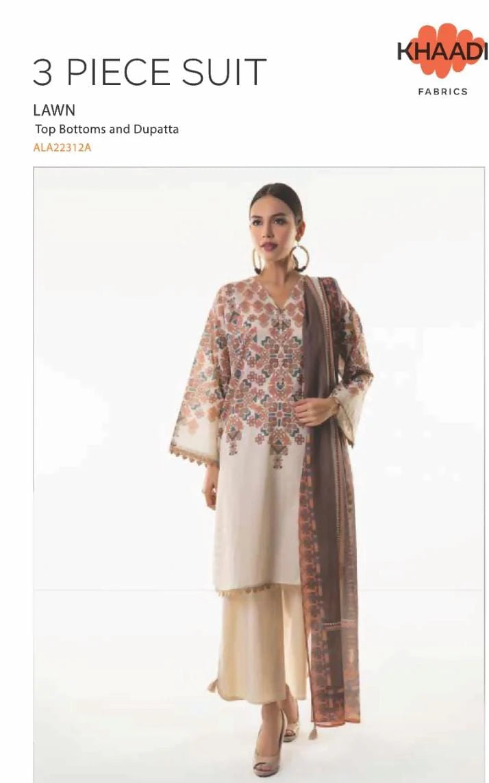 KHAADI 3PC LAWN | PRINTED: 04