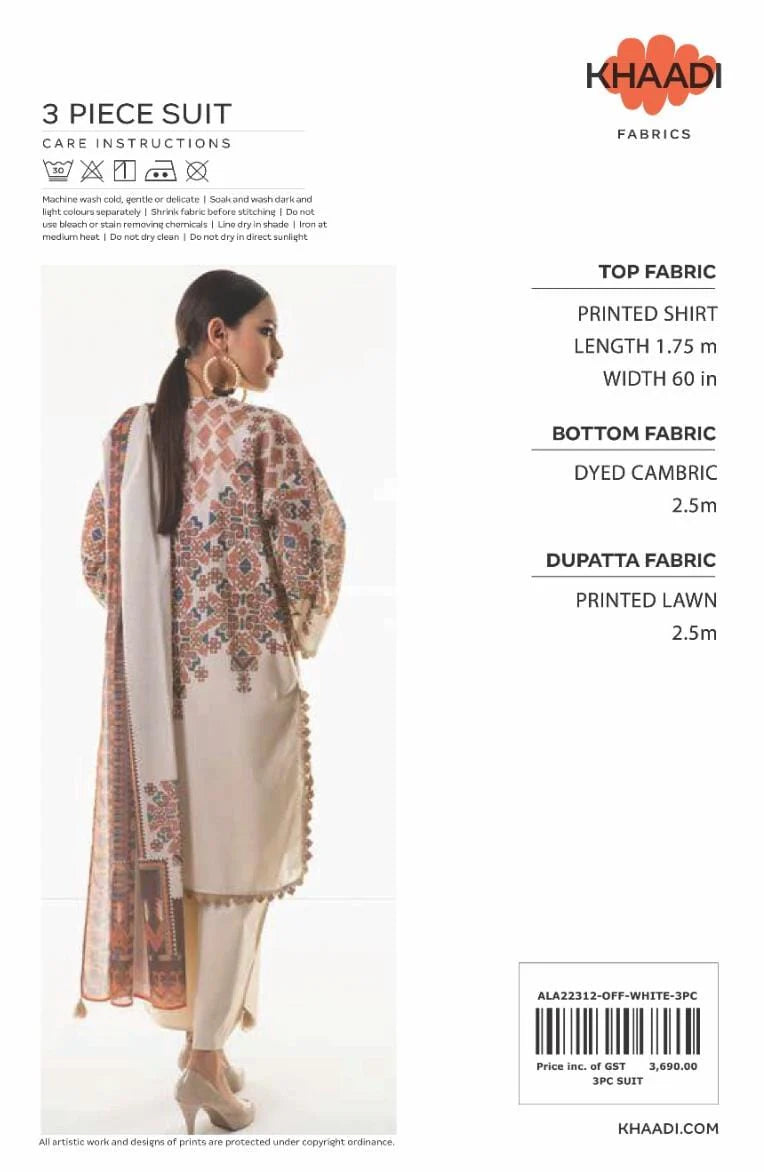 KHAADI 3PC LAWN | PRINTED: 04 - 0