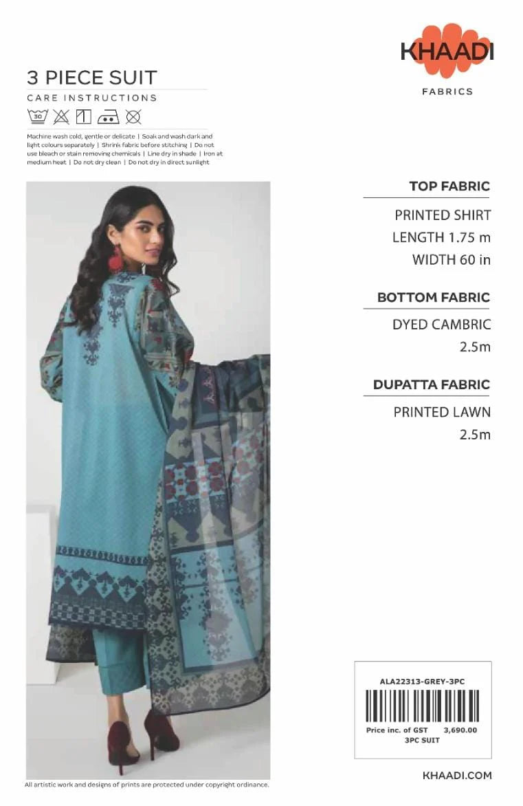 KHAADI 3PC LAWN | PRINTED: 06