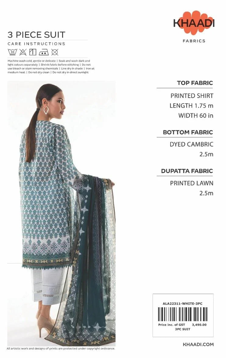 KHAADI 3PC LAWN | PRINTED: 07 - 0