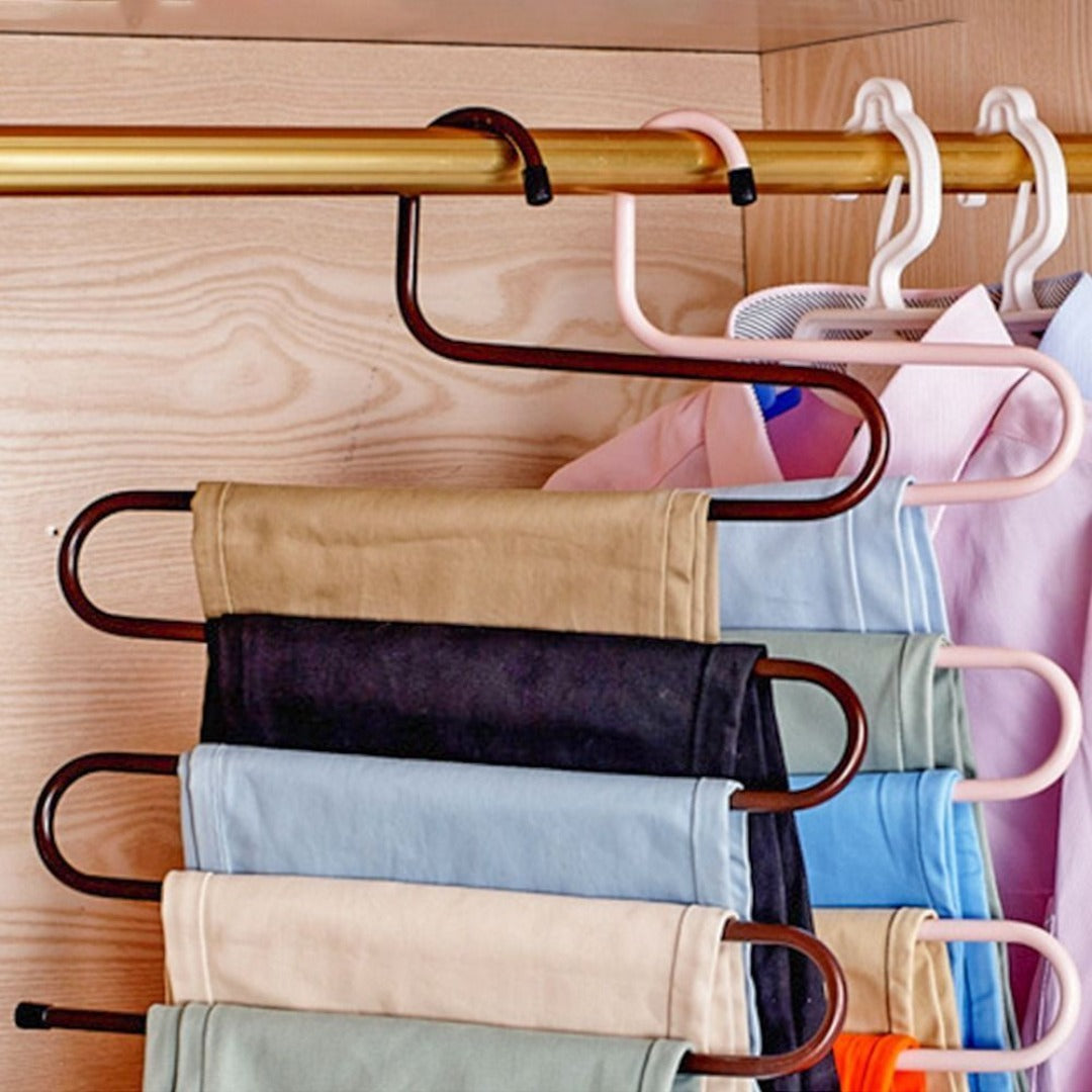 Iron 5-Layer S-Type Pants Hanger - Space-Saving Wardrobe Organizer | Springs Street